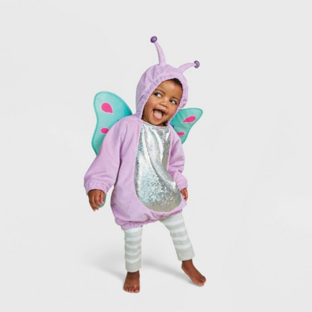 Kids Purple Butterfly Costume with Teal Wings
